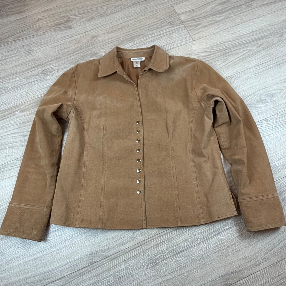 Vintage 90s Coldwater Creek Suede Leather‎ Snap Blazer Jacket Western Women's L